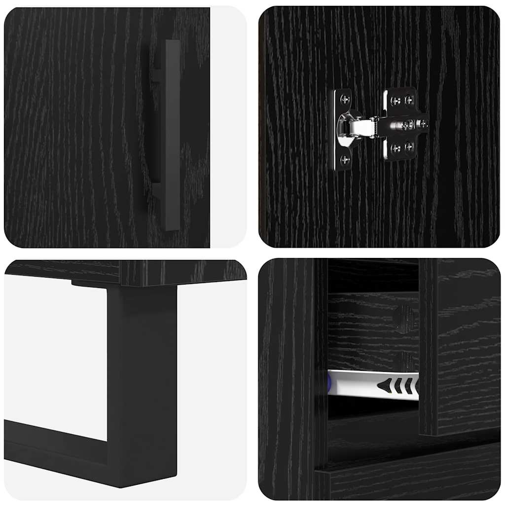 Highboard 2 stk. Schwarz Eichen-Optik 69,5 x 34 x 180 cm