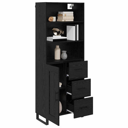 Highboard 2 stk. Schwarz Eichen-Optik 69,5 x 34 x 180 cm