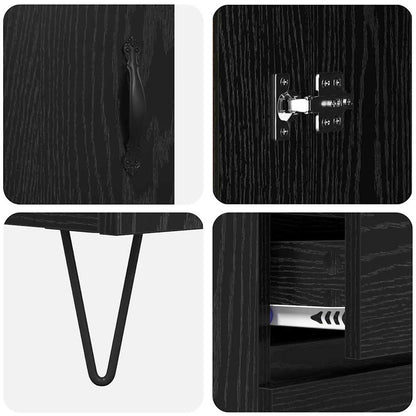Highboard 2 Stk. Schwarz Eichen-Optik 69,5 x 34 x 180 cm