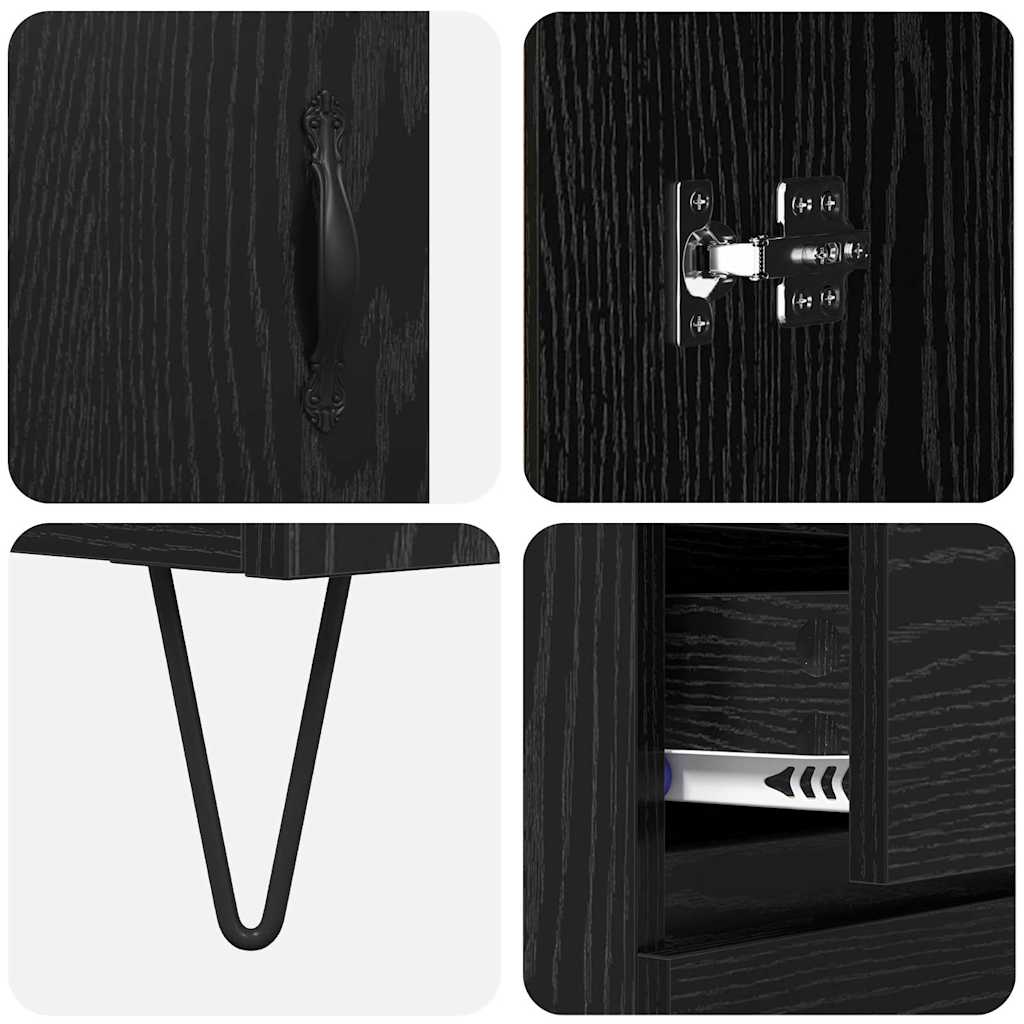 Highboard 2 Stk. Schwarz Eichen-Optik 69,5 x 34 x 180 cm