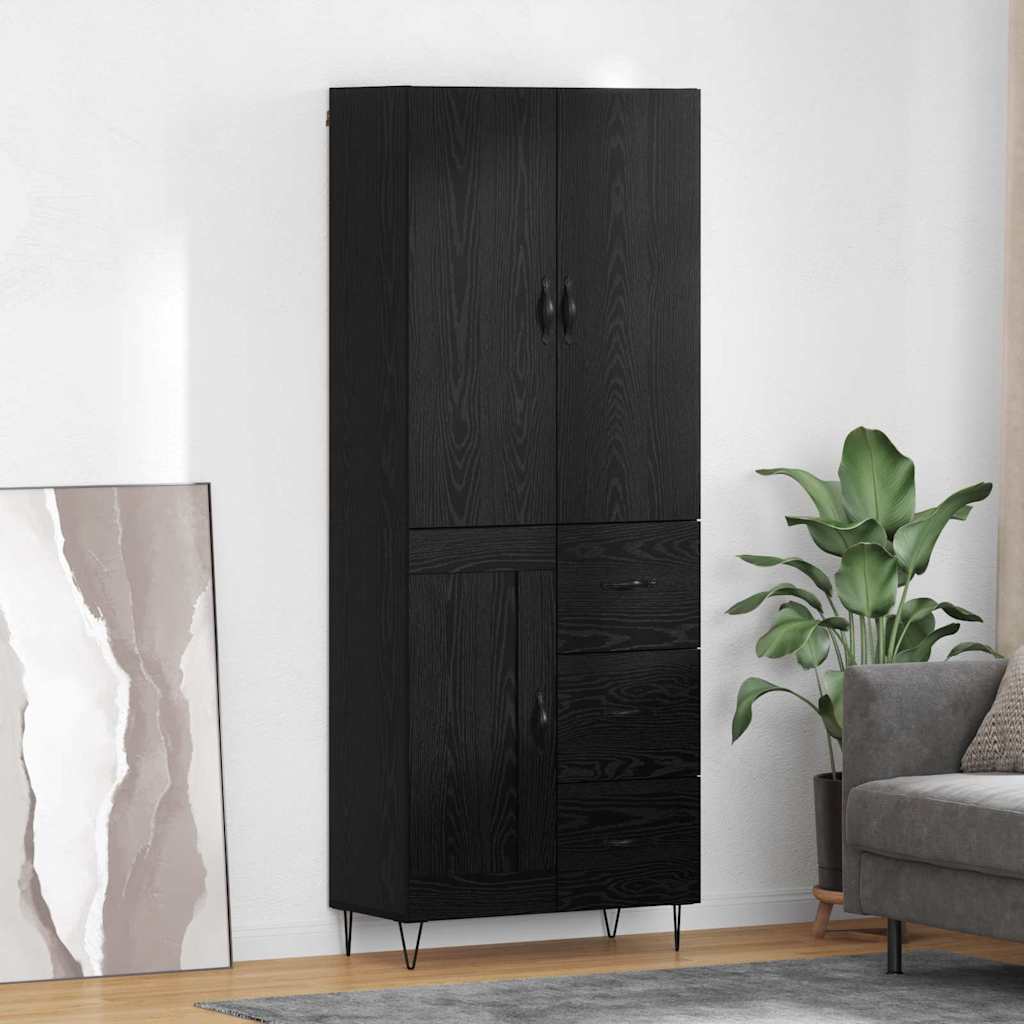 Highboard 2 Stk. Schwarz Eichen-Optik 69,5 x 34 x 180 cm