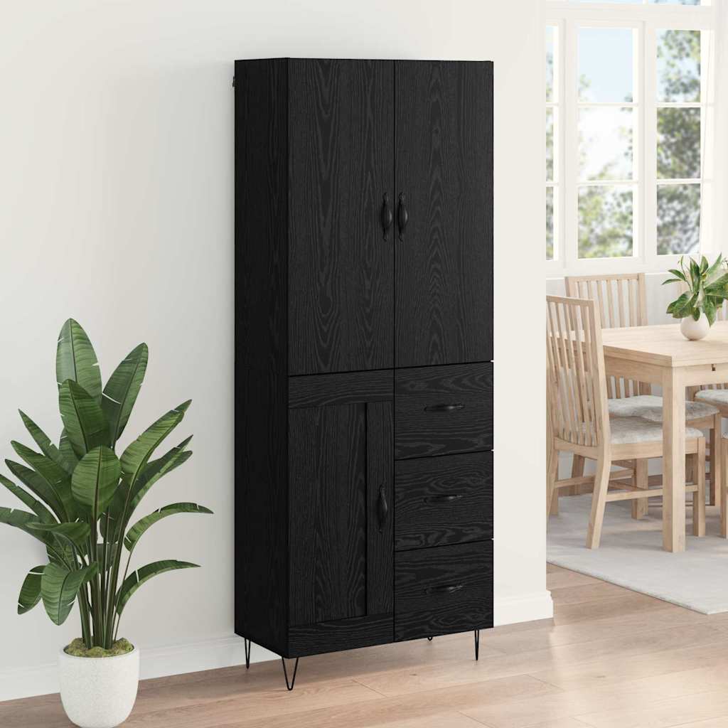 Highboard 2 Stk. Schwarz Eichen-Optik 69,5 x 34 x 180 cm