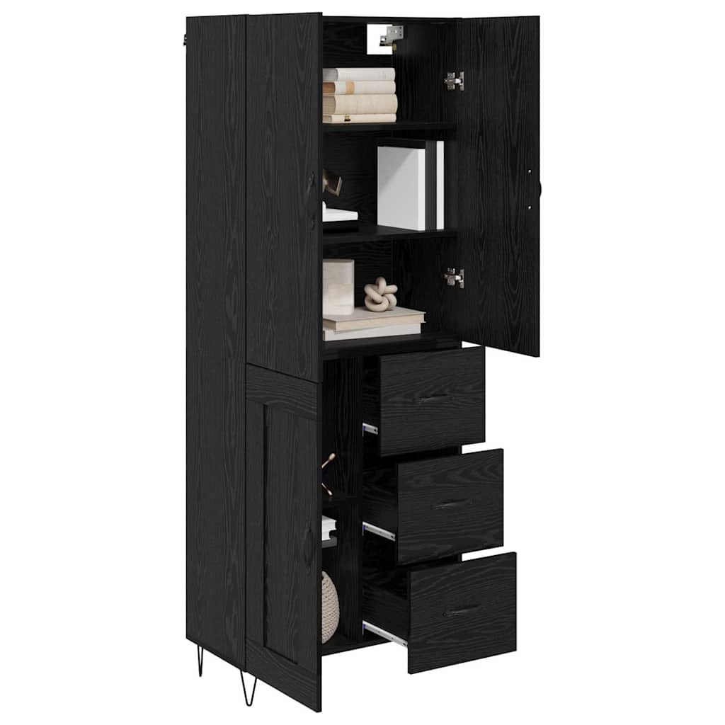 Highboard 2 Stk. Schwarz Eichen-Optik 69,5 x 34 x 180 cm
