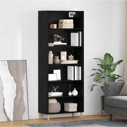 Highboard Schwarz Eichen-Optik 69,5 x 32,5 x 180 cm