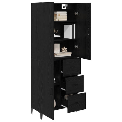 Highboard Schwarz Eichen-Optik 69,5 x 34 x 180 cm Holzwerkstoff