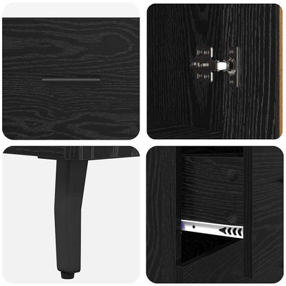 Highboard 2 stk. Schwarz Eichen-Optik 69,5 x 34 x 180 cm