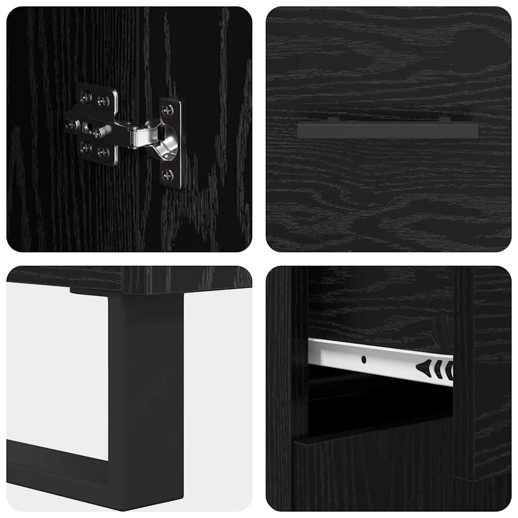 Highboard 2 stk. Schwarz Eichen-Optik 69,5 x 34 x 180 cm