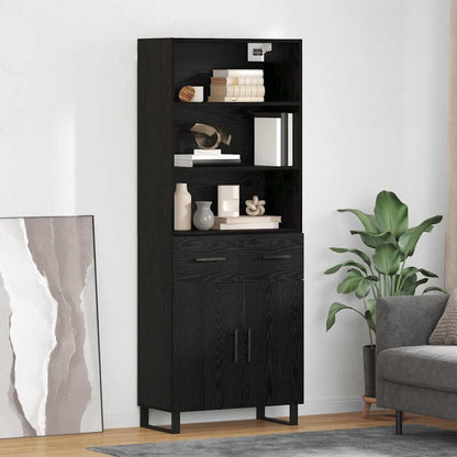 Highboard 2 stk. Schwarz Eichen-Optik 69,5 x 34 x 180 cm