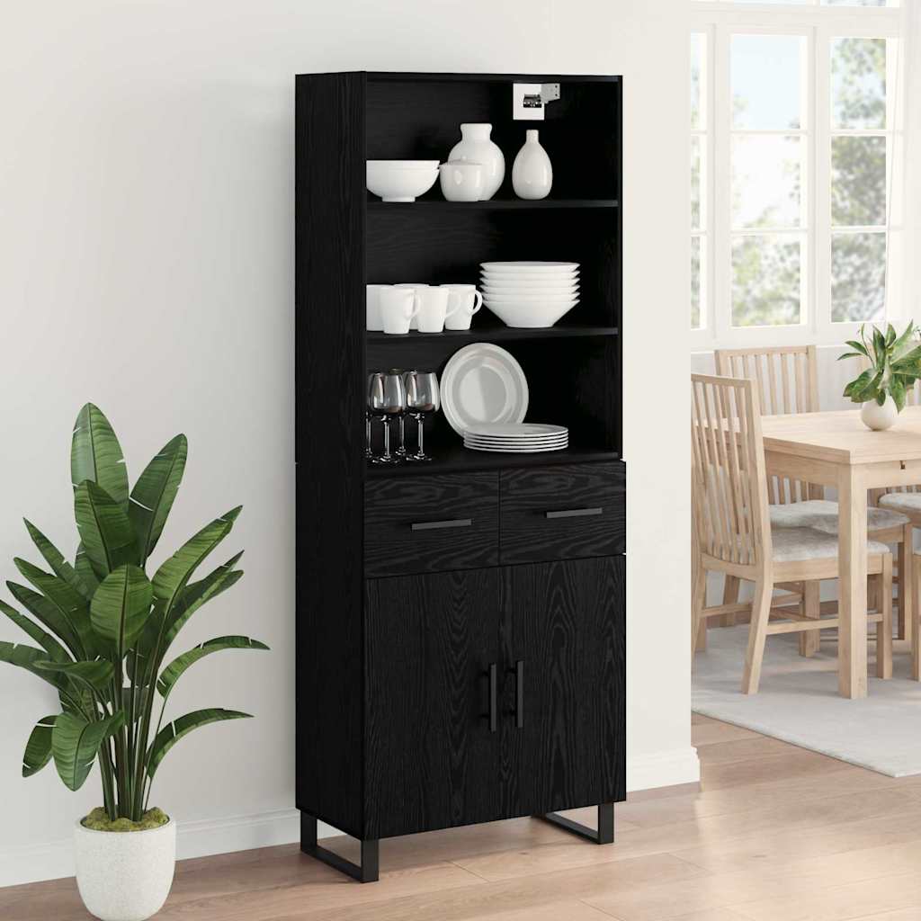 Highboard 2 stk. Schwarz Eichen-Optik 69,5 x 34 x 180 cm