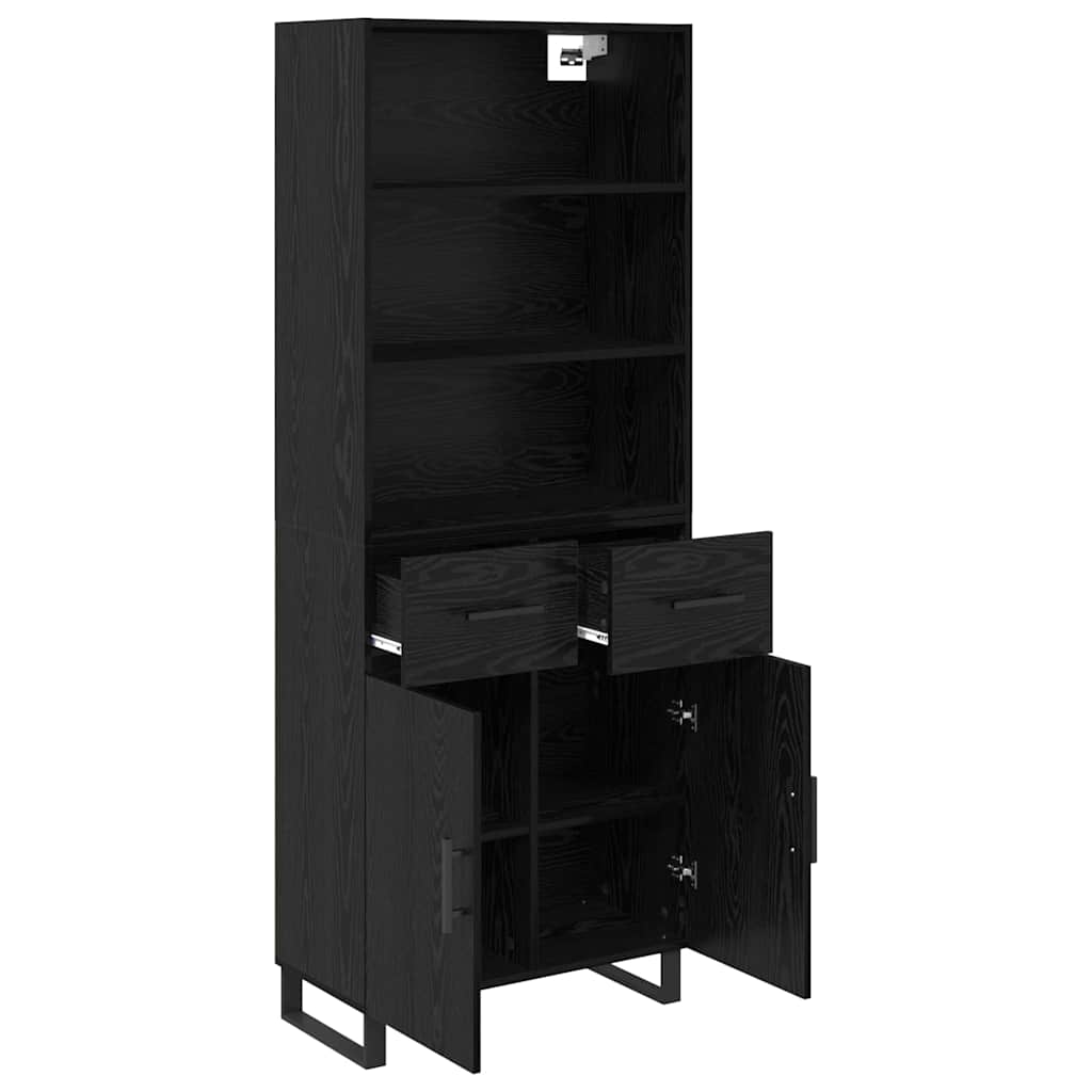 Highboard 2 stk. Schwarz Eichen-Optik 69,5 x 34 x 180 cm