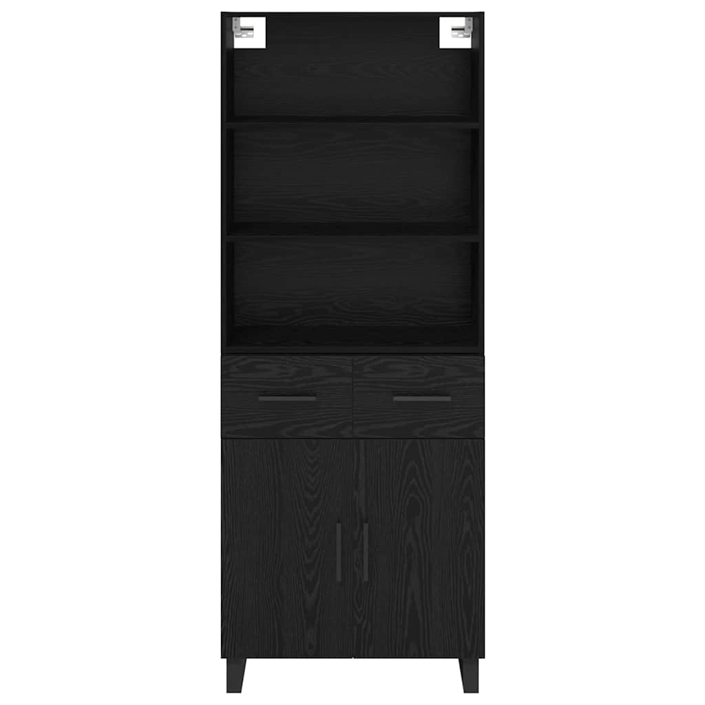 Highboard 2 stk. Schwarz Eichen-Optik 69,5 x 34 x 180 cm