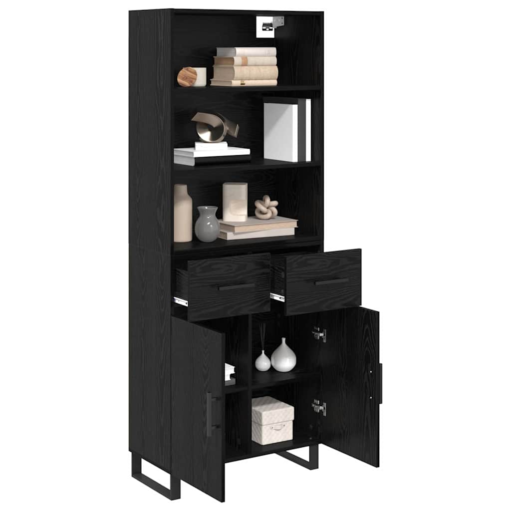 Highboard 2 stk. Schwarz Eichen-Optik 69,5 x 34 x 180 cm