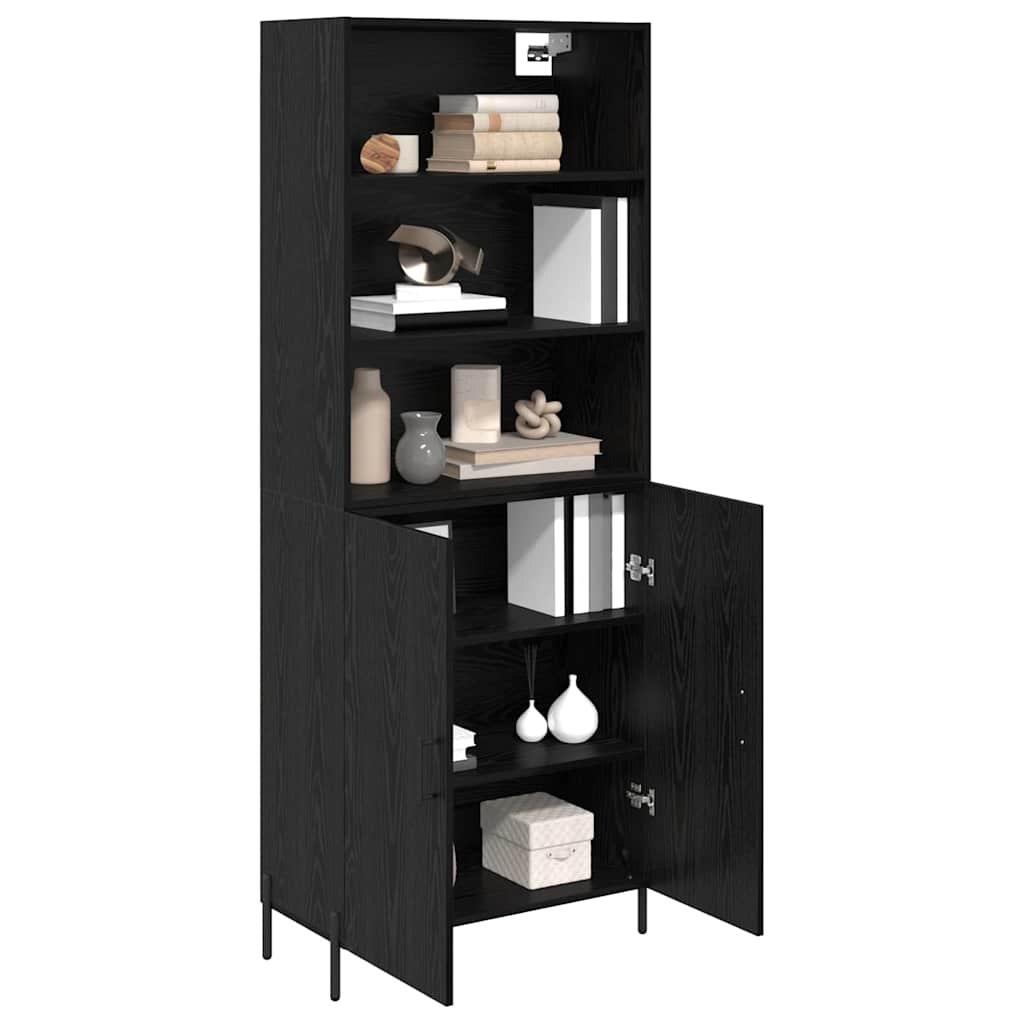Highboard Schwarz Eichen-Optik 69,5 x 34 x 180 cm Holzwerkstoff