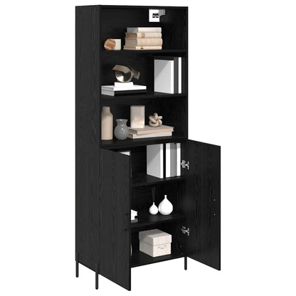Highboard Schwarz Eichen-Optik 69,5 x 34 x 180 cm Holzwerkstoff