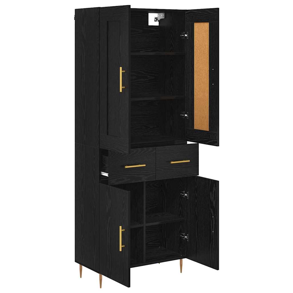 Highboard Schwarz Eichen-Optik 69,5 x 34 x 180 cm Holzwerkstoff