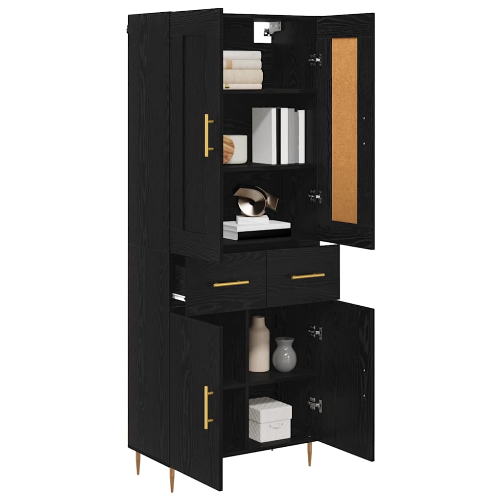Highboard Schwarz Eichen-Optik 69,5 x 34 x 180 cm Holzwerkstoff