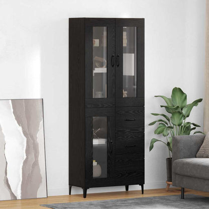 Highboard Schwarz Eichen-Optik 69,5 x 34 x 180 cm Holzwerkstoff