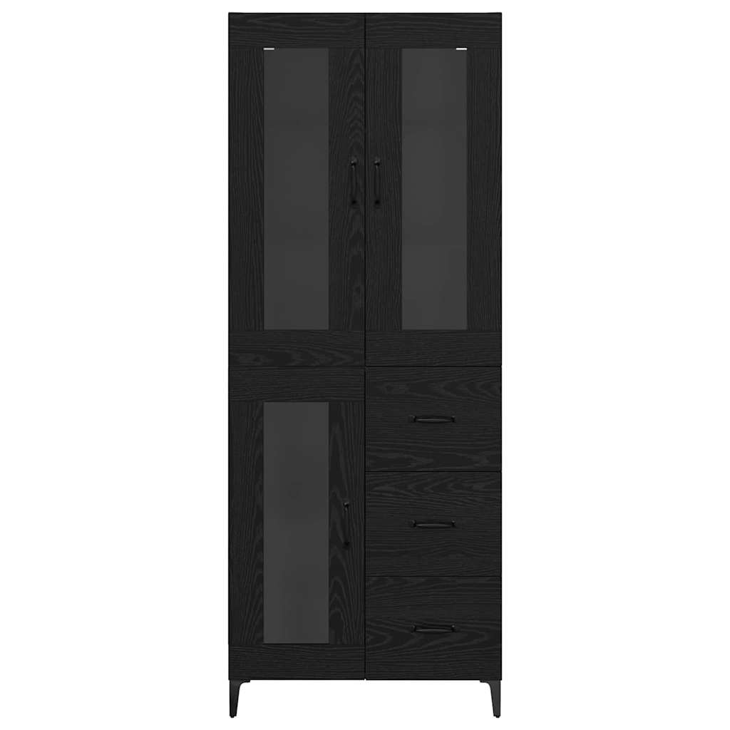 Highboard Schwarz Eichen-Optik 69,5 x 34 x 180 cm Holzwerkstoff