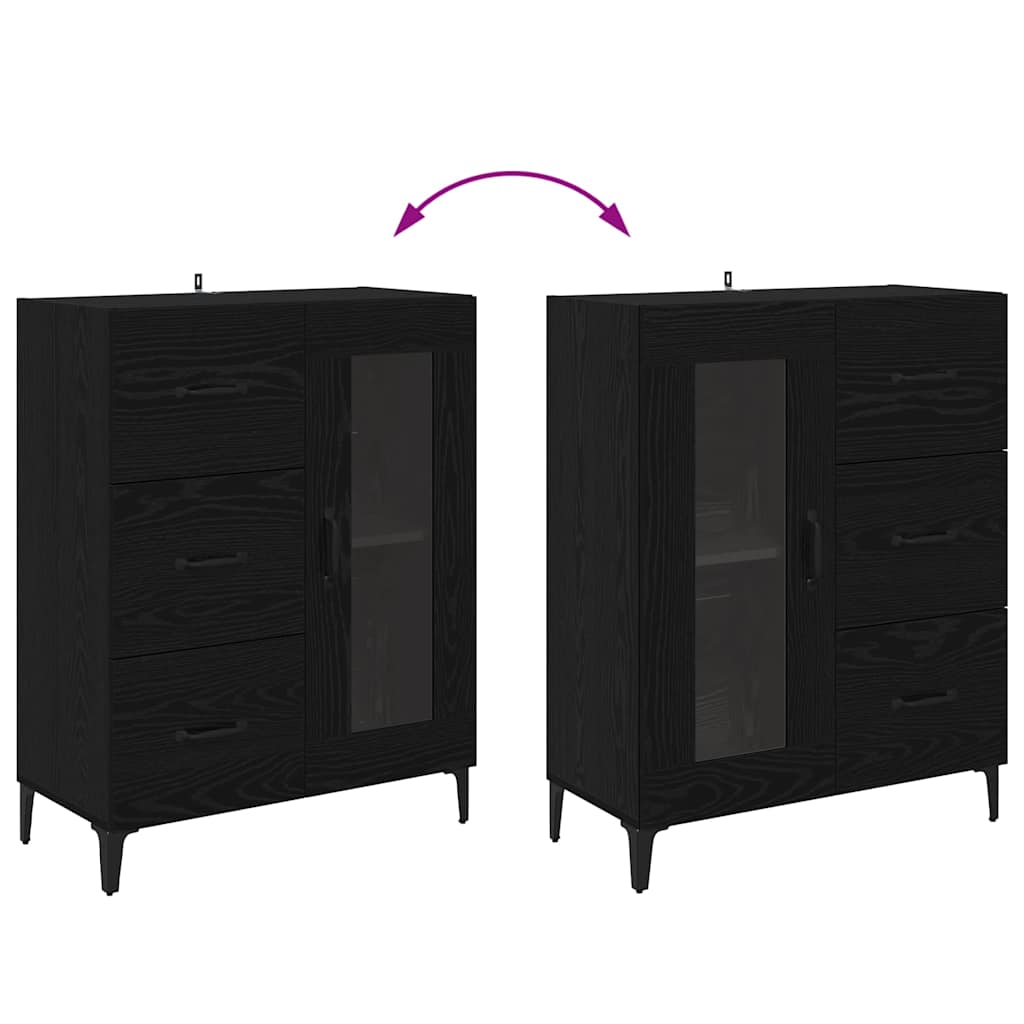 Highboard Schwarz Eichen-Optik 69,5 x 34 x 180 cm Holzwerkstoff