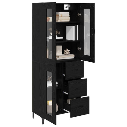 Highboard Schwarz Eichen-Optik 69,5 x 34 x 180 cm Holzwerkstoff