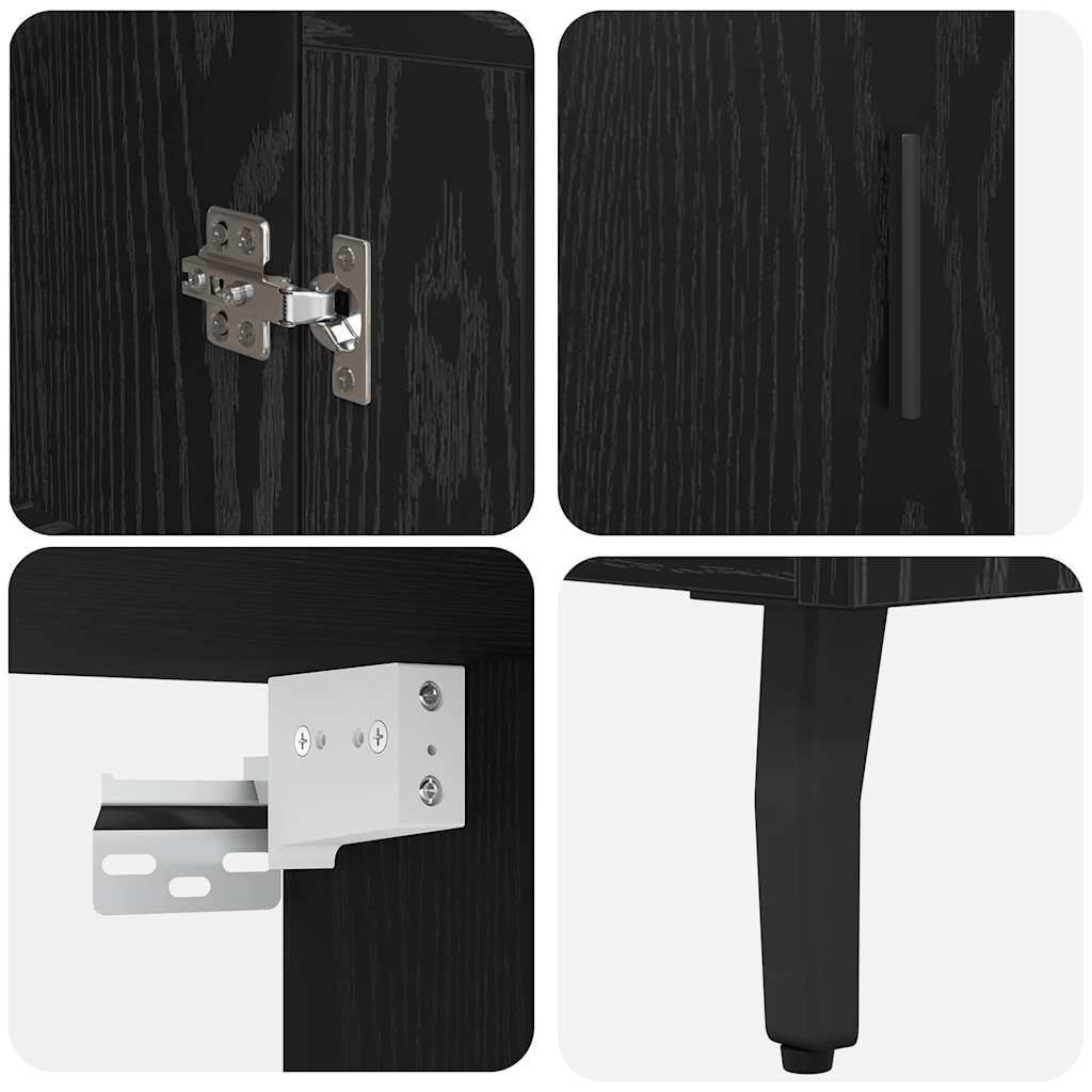 Highboard 2 stk. Schwarz Eichen-Optik 69,5 x 34 x 180 cm