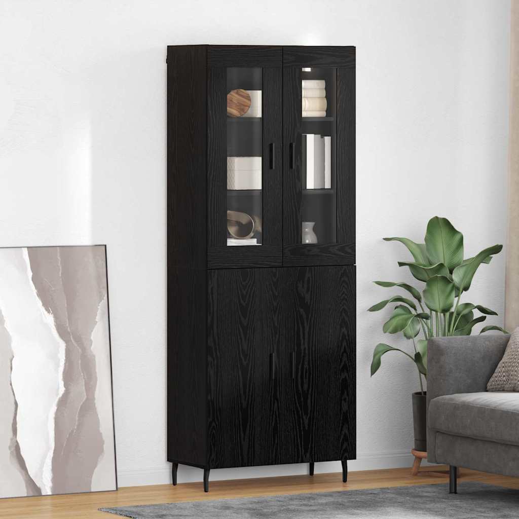 Highboard 2 stk. Schwarz Eichen-Optik 69,5 x 34 x 180 cm