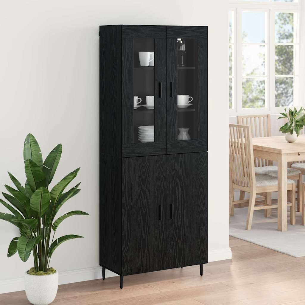 Highboard 2 stk. Schwarz Eichen-Optik 69,5 x 34 x 180 cm