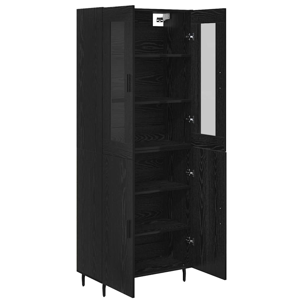 Highboard 2 stk. Schwarz Eichen-Optik 69,5 x 34 x 180 cm