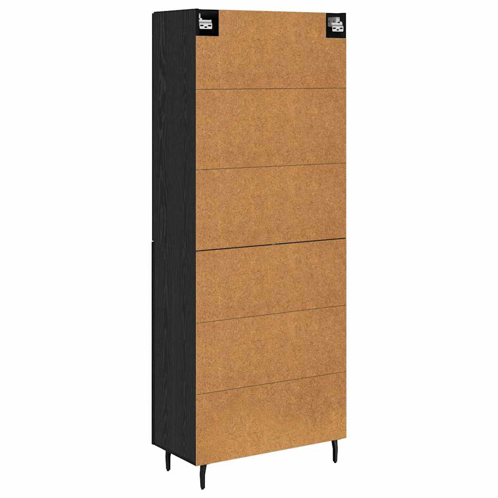 Highboard 2 stk. Schwarz Eichen-Optik 69,5 x 34 x 180 cm