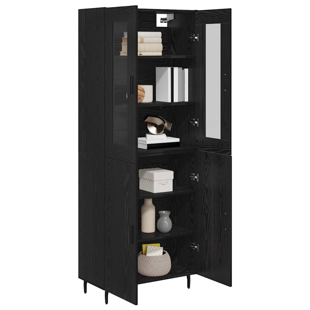 Highboard 2 stk. Schwarz Eichen-Optik 69,5 x 34 x 180 cm