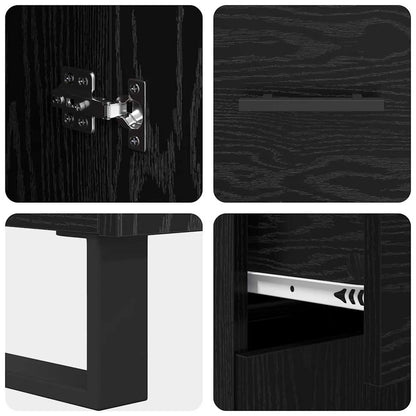Highboard 2 stk. Schwarz Eichen-Optik 69,5 x 34 x 180 cm