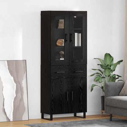 Highboard 2 stk. Schwarz Eichen-Optik 69,5 x 34 x 180 cm
