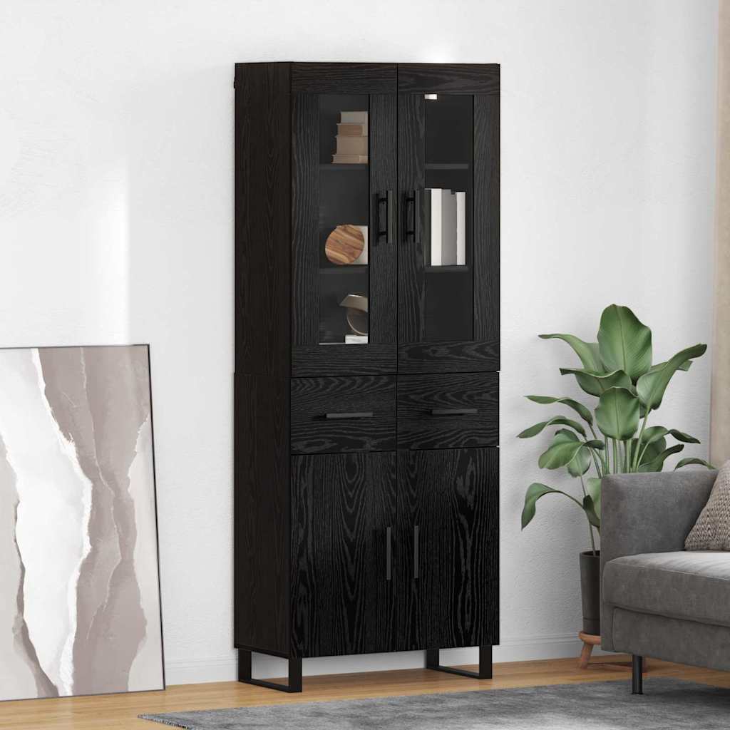 Highboard 2 stk. Schwarz Eichen-Optik 69,5 x 34 x 180 cm
