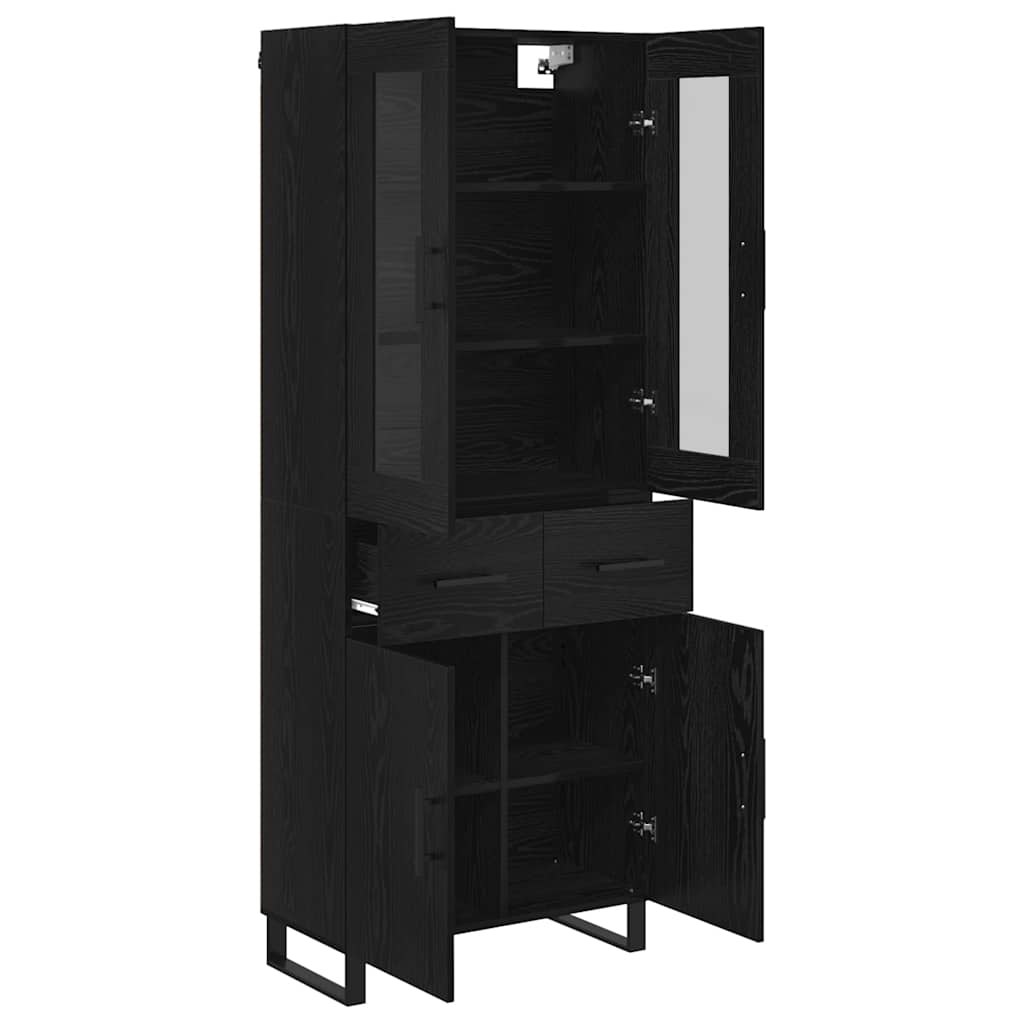 Highboard 2 stk. Schwarz Eichen-Optik 69,5 x 34 x 180 cm