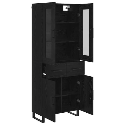 Highboard 2 stk. Schwarz Eichen-Optik 69,5 x 34 x 180 cm