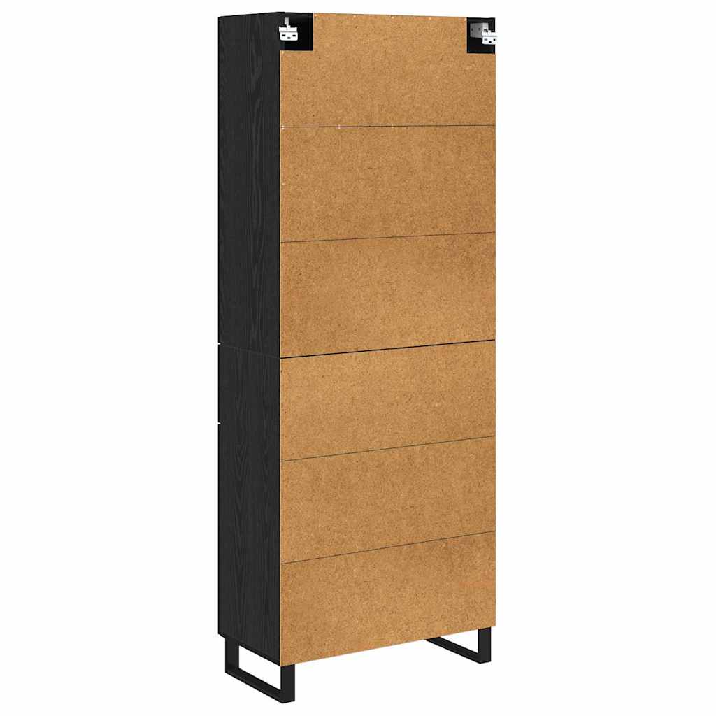 Highboard 2 stk. Schwarz Eichen-Optik 69,5 x 34 x 180 cm
