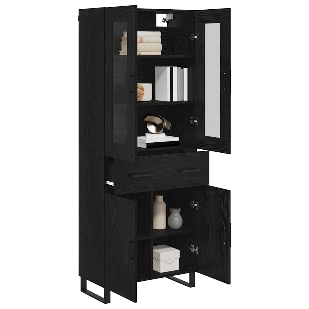 Highboard 2 stk. Schwarz Eichen-Optik 69,5 x 34 x 180 cm