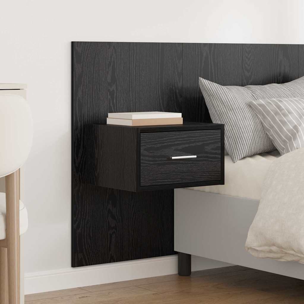 Kopfteil mit Schrank 3 pcs Schwarz Eichen-Optik Holzwerkstoff