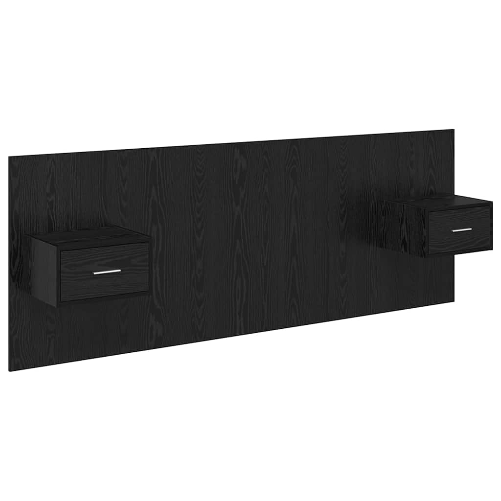 Kopfteil mit Schrank 3 pcs Schwarz Eichen-Optik Holzwerkstoff