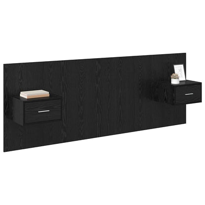 Kopfteil mit Schrank 3 stk. Schwarz Eichen-Optik Holzwerkstoff