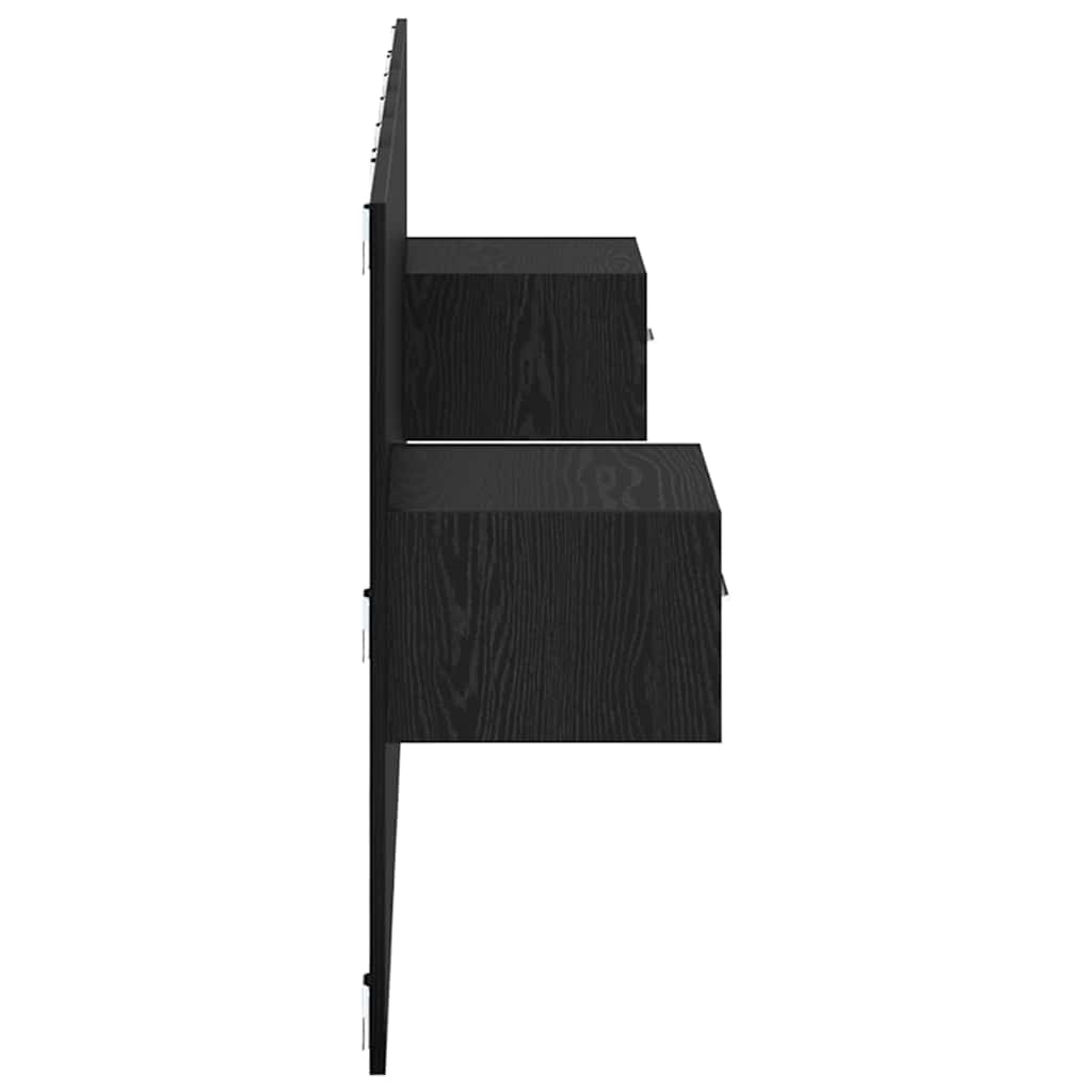 Kopfteil mit Schrank 3 pcs Schwarz Eichen-Optik Holzwerkstoff