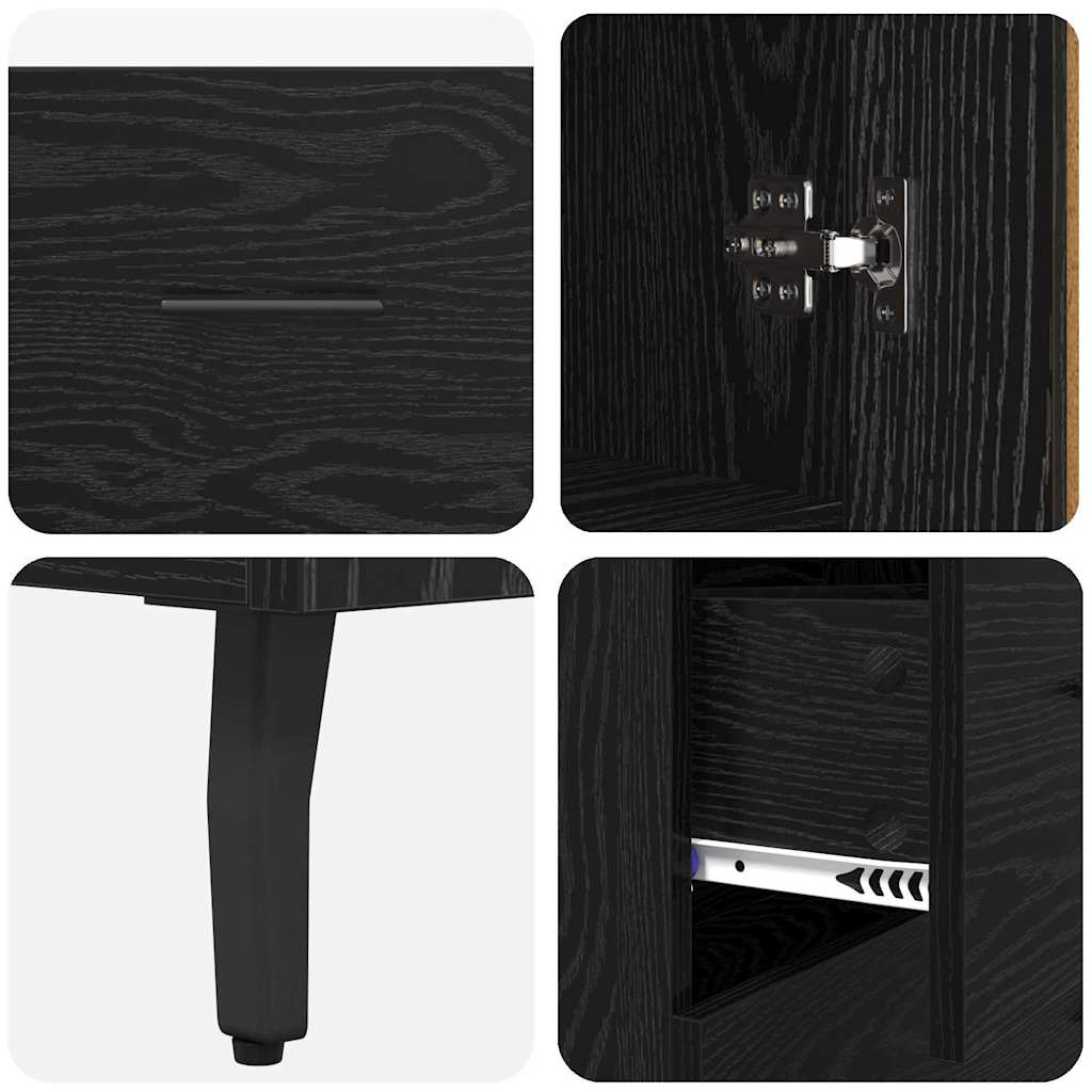 Highboard 2 stk. Schwarz Eichen-Optik 69,5 x 34 x 180 cm