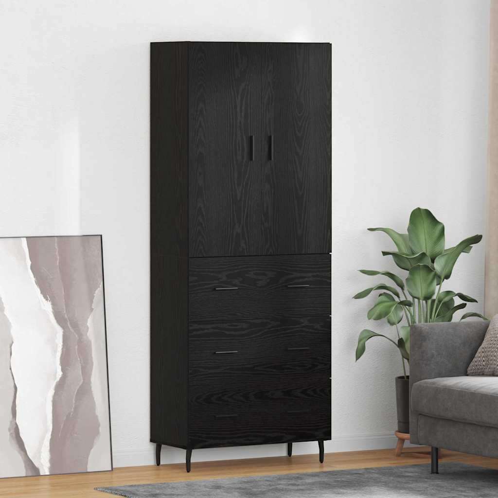Highboard 2 stk. Schwarz Eichen-Optik 69,5 x 34 x 180 cm