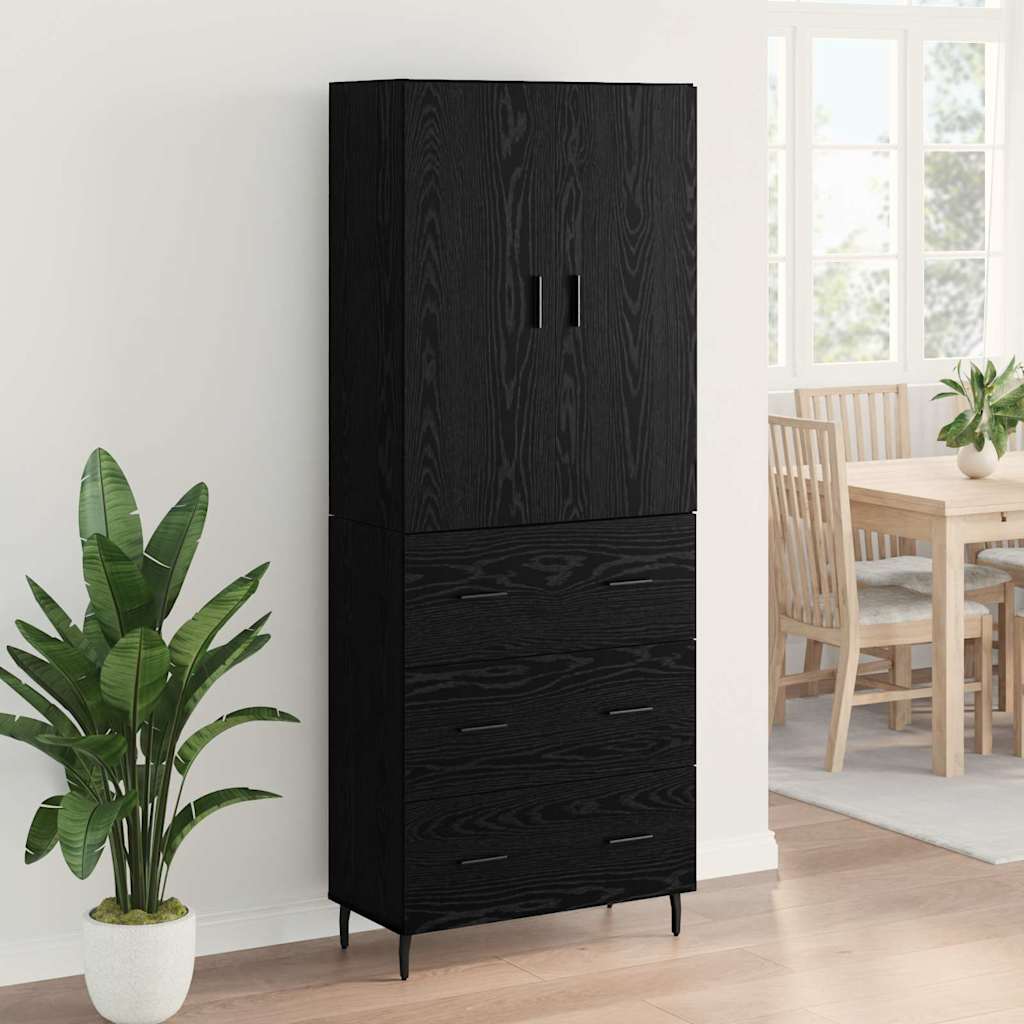 Highboard 2 stk. Schwarz Eichen-Optik 69,5 x 34 x 180 cm