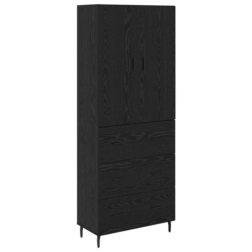 Highboard 2 stk. Schwarz Eichen-Optik 69,5 x 34 x 180 cm