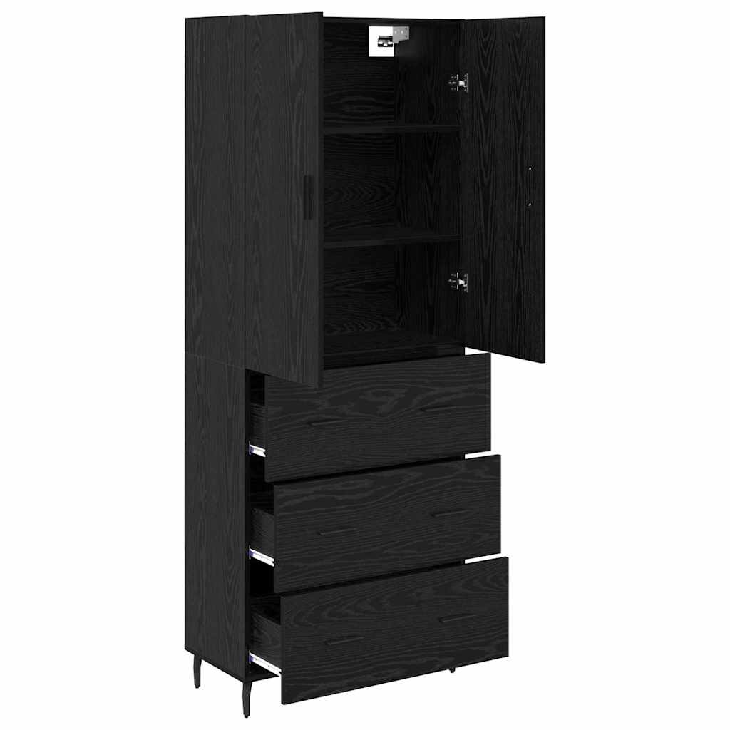 Highboard 2 stk. Schwarz Eichen-Optik 69,5 x 34 x 180 cm