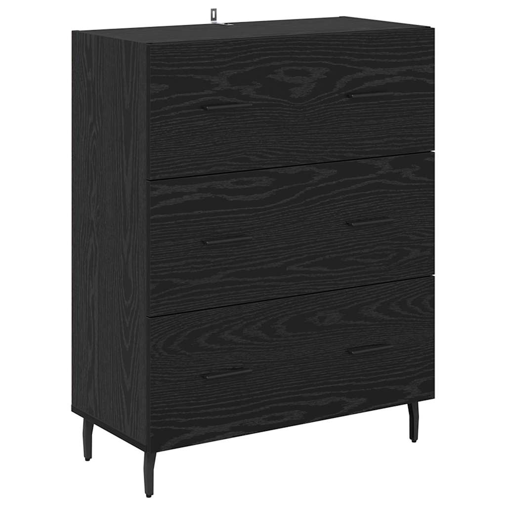 Highboard 2 stk. Schwarz Eichen-Optik 69,5 x 34 x 180 cm