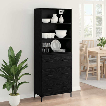 Highboard Schwarz Eichen-Optik 69,5 x 34 x 180 cm Holzwerkstoff