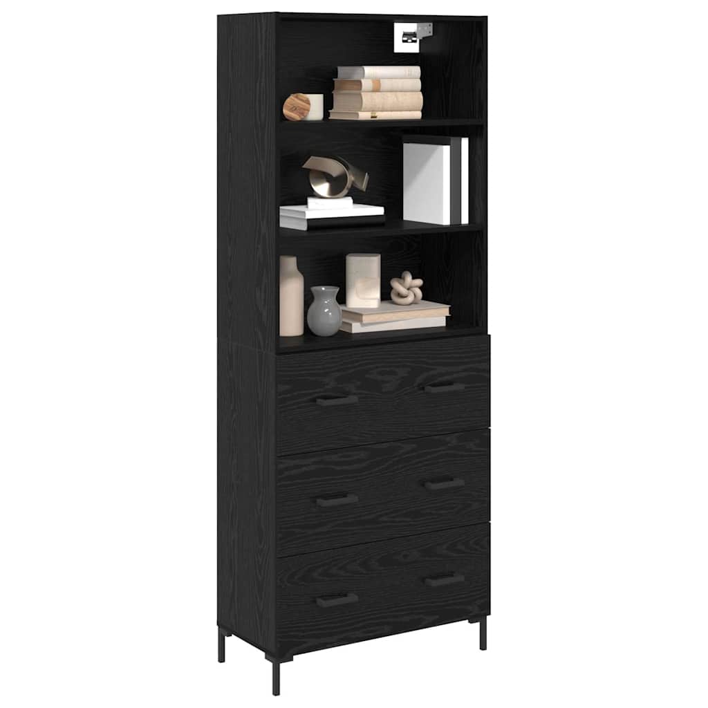 Highboard Schwarz Eichen-Optik 69,5 x 34 x 180 cm Holzwerkstoff