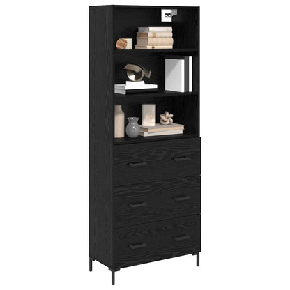 Highboard Schwarz Eichen-Optik 69,5 x 34 x 180 cm Holzwerkstoff